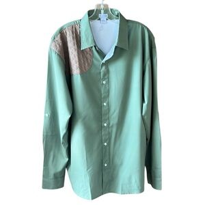 Blue Quail Men’s L New no Tag Sage & Khaki Long Sleeve Shirt UPF50